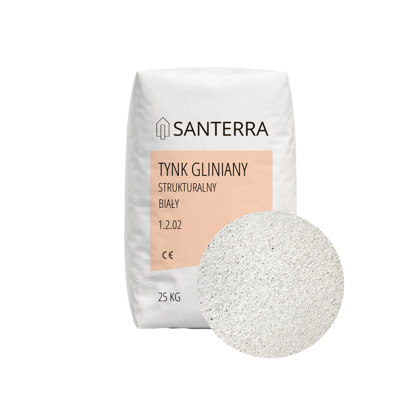 Santerra - Tynk gliniany strukturalny biały 25 kg