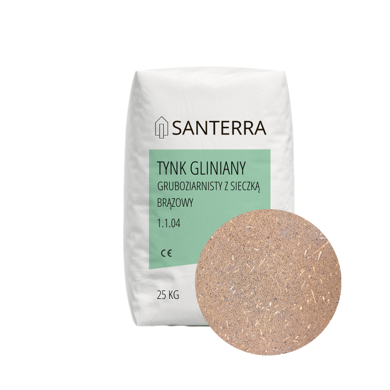 Santerra - Tynk gliniany gruboziarnisty z sieczką słomianą 25 kg