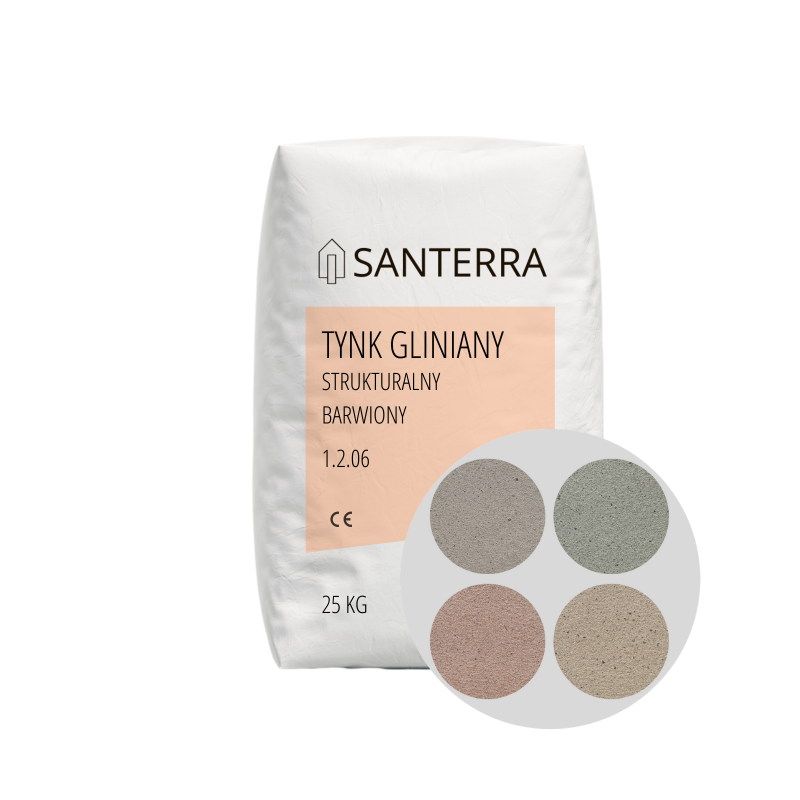 Santerra - Tynk gliniany strukturalny barwiony odcień A 25 kg