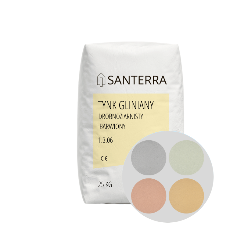 Santerra - Tynk gliniany drobnoziarnisty barwiony odcień A 25kg
